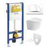 Mereo WC set - Rimless WC oblé, modul pre sadrokartón, biele oválne tlačidlo