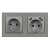 Uzemnená zásuvka Nova 16A 250V USB so sivým rámom