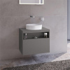 KEUCO Stageline závesná skrinka pod umývadlo na dosku, 1 zásuvka + 1 priehradka, 650 x 490 x 549 mm, inox matný, 32853290000