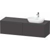 DURAVIT Ketho 2 závesná skrinka pod umývadlo na dosku (umývadlo vpravo), 2 zásuvky, 1600 x 550 x 459 mm, grafit super matná, K24889R80800000
