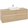 VILLEROY & BOCH Collaro závesná skrinka pod umývadlo na dosku (umývadlo v strede), 4 zásuvky, s LED osvetlením, 1400 x 500 x 548 mm, Nordic Oak, C073B0VJ