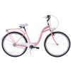 KOZBIKE Mestský bicykel K22 3 prevodový Ružovo-biely + košík a výstelka 28