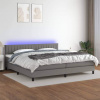 vidaXL Posteľ boxsping s matracom a LED tmavosivá 200x200 cm látka