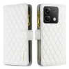 Peňaženkové kožené puzdro Diamond Zipper na Xiaomi Redmi Note 13 4G - Biela
