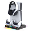 iPega P5S006H Multifunkčný nabíjací RGB Stojan s chladením pre PS5 Slim Black