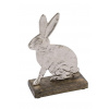 Dekorácia zajac, hliník/drevo, strieborná, 12x5x17cm, (balenie obsahuje 1ks)|Ego Dekor