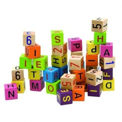 Woody Farebné kocky s písmenami a číslami 40ks