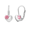 Silvego Strieborné náušnice srdce s ružovým Swarovski Zirconia SILVEGO70462P
