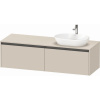 DURAVIT Ketho 2 závesná skrinka pod umývadlo na dosku (umývadlo vpravo), 2 zásuvky, 1600 x 550 x 459 mm, taupe super matná, K24889R83830000