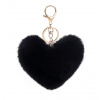 B-TOP Prívesok na kľúče, kabelku plyšové Srdce - čierna