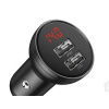 Baseus Digital Display Dual-USB Adapter 24W 4.8A (čierna) - Autonabíjačka pre 2 zariadenia