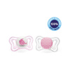 CHICCO Cumlík Physio Light silikónový 2-6m dievča - vtáčik/bodky 2 ks 11x5x14 ružová