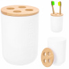 POHÁR NA ZUBNÉ KEFKY organizér do kúpeľne biely s bambusom