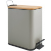Spirella pedálový odpadkový kôš Erik, sivohnedý, oceľ, bambusové veko, 5 l