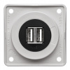 Zásuvka Berker USB 12V s dvojitým polárnym bielym sklom, vložka čierna