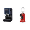 Gaggia New Classic EVO, blue + Eureka Helios 65, ferrari red