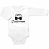 Body dl. rukáv Little Gentleman, bavlna Baby Nellys, bielo/čierne, 56 (1-2m)