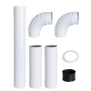 Sada dymovodov Hunor, 7-dielna, 120 mm oceľová s bielym emailom (rovná, koleno, objímka do steny, rozeta do steny)