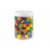 Hracie kocky z farebného dreva 16mm 150 ks v plastovej krabici 10x14cm