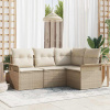zahrada-XL Súprava záhradných pohoviek s vankúšom 4 pcs Béžová Poly ratan 3354010