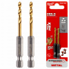 Titánové vrtáky do kovu HEX 3,2 mm 2 ks Milwaukee HSS-G Tin