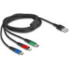 Delock USB kábel USB 2.0 USB-A zástrčka, USB Micro-B zástrčka, Apple Lightning konektor, USB-C® 2.00 m čierna 90156; 90156
