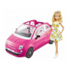 MATTEL Barbie panenka s autem Fiat 500 růžový kabriolet herní set