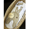 Baby Nellys Súprava Gentleman 3D, body kr. rukáv, polodupačky s lacnom, čiapočka,béžová/biela,62, 62 (2-3m)