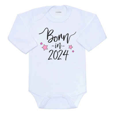 New Baby Body S Potlačou Born in 2024-Ružová-86 (12-18m)