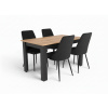 Textilomanie Jedálenský set 1+4, čierny stôl v dekore dub zlatý MADO 120x80cm a čierna zamatová jedálenská stolička IMOLA