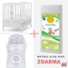 Italbaby detská postieľka so spúšťacím bokom Baby Chic s komplet výbavou biela/šedá + matrac ZDARMA