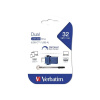 Verbatim USB flash disk OTG, USB 3.0 (3.2 Gen 1), 32GB, Dual, modrý, 49966, USB A / USB C, s pútkom