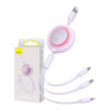 Baseus Bright Mirror 2, kábel 3 v 1 USB 3 v 1 pre micro USB / USB-C / Lightning 3,5A 1,1 m (fialový) CAMJ010005