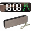 ELEKTRONICKÉ DIGITÁLNE HODINY LED BUDÍK TEPLOMER ZRKADLO STOJACIE USB BATÉRIE