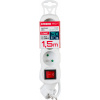 Strend Pro Kábel DG-F803BK L-1.5 m, predlžovací, biely, 3x zásuvka + vypínač