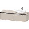 DURAVIT Ketho 2 závesná skrinka pod umývadlo na dosku (umývadlo vpravo), 2 zásuvky, 1600 x 550 x 459 mm, taupe matná, K24889R91910000