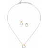 Trussardi Oceľový set bicolor šperkov so zirkónmi T-Logo TJAXC51 náhrdelník náušnice