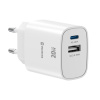 Nabíjačka / EÚ adaptér SWISSTEN EDGE GaN 1x USB-C PD 20W + 1x USB-A 18W QC - biela