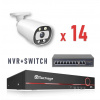 Techage IP – 14 kamerový set 5 MP BULLET-WLI + SWITCH