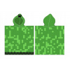 Carbotex Detské plážové pončo osuška s kapucňou Minecraft motív Creeper 50 x 115 cm