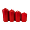 Aro Červené válcové sviečky rôzne veľkosti 4 ks