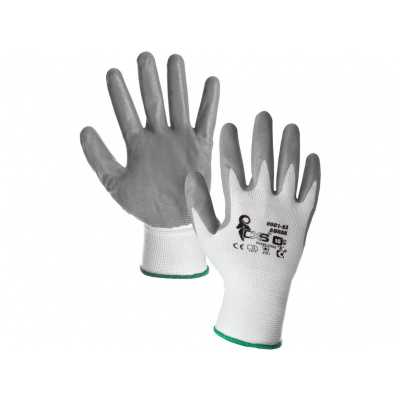 CXS Povrstvené rukavice ABRAK, bílo-šedé Velikosti: 8