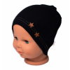 Baby Nellys Rebrovaná čiapka Hviezdičky - čierna 92-98 (18-36m)