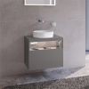 KEUCO Stageline závesná skrinka pod umývadlo na dosku, 1 zásuvka + 1 priehradka, s elektrinou, 650 x 490 x 549 mm, inox matný, 32853290110
