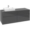 VILLEROY & BOCH Collaro závesná skrinka pod umývadlo na dosku (umývadlo vľavo), 4 zásuvky, 1400 x 500 x 548 mm, Glossy Grey, C07400FP