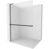 Mexen Kioto+ L, sprchová zástena Walk-In s poličkou a vešiakom 120 x 200 cm, 8mm sklo námraza, čierny profil, 800-120-123-70-30