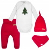 Detský komplet - Dieťa set nicol 68 biela, červená 4 ks. (Vianočná súprava s telom 68 sviatkov)