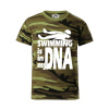 Swimming is in my DNA - Detské maskáčové tričko - 104-110cm / 3-4 roky ( Zelený maskáč )