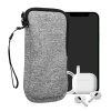 kwmobile Universal telefon Pouch Size XL - 6.7/6.8 - Neoprene smartphone Pouch with Zip - Water-Repellent Mobile Pouzdro na telefon - Sleeve in Light šedá / bílá