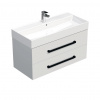 Swiss aqua technologies Koupelnová skříňka s černou úchytkou a umyvadlem SAT Cube Way 100x53x46 cm bílá lesk CUBE46C1002BISAT